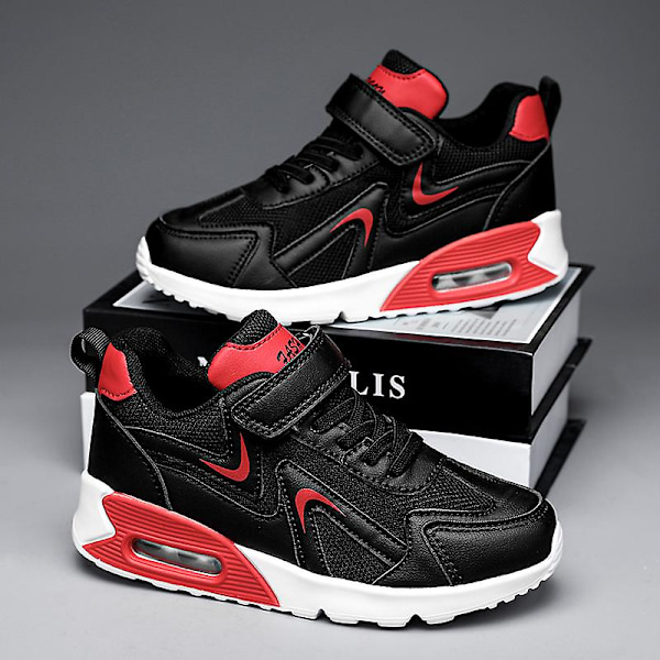 Pojkar Flickor Sneakers Andas löparskor Mode Sportskor 3Ab817 BlackRed 34