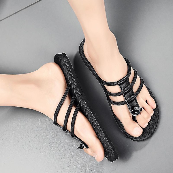 Herrsandaler Mode Casual Andas strandskor hgq223 Black 39
