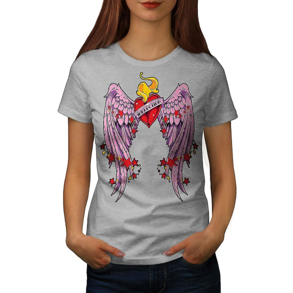 Heart Wing Love Valentine Women Grå-skjorta M