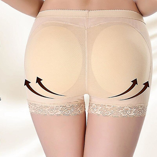 Damsvamp vadderad Andningsbar Fake Butt Push Up Trosor Byxor Butt Hip Enhancer Seamless Control Body Shaping Byxor Underkläder,beige S