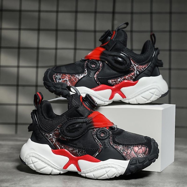 Barn Sneakers Pojkar Basketskor Halkfria Barn Sportskor 3B2296 BlackRed 35