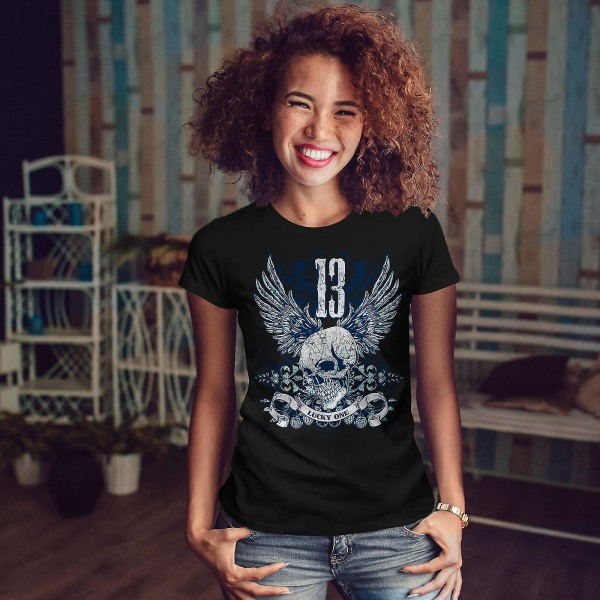 Lucky Thirteen Skull Women T-shirt XXL