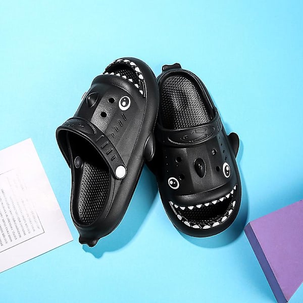 Pojkar Flickor Strandtofflor Hajsandaler Utomhus Halkfria inomhusskor 3Bsy001 Black 24-25