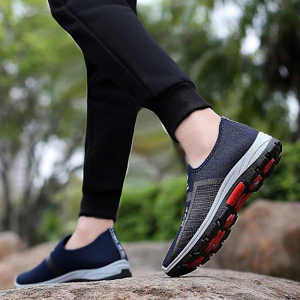 Sommar Mesh Män Skor Lättvikts Sneakers Herr Mode Casual Walking Skor 2G107 Blue 41