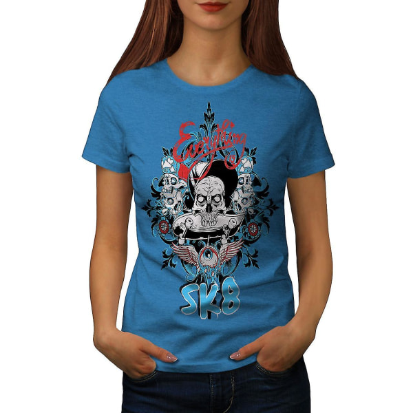 Skater Death Eyes Skull Kvinnor Royal Bluet-shirt S