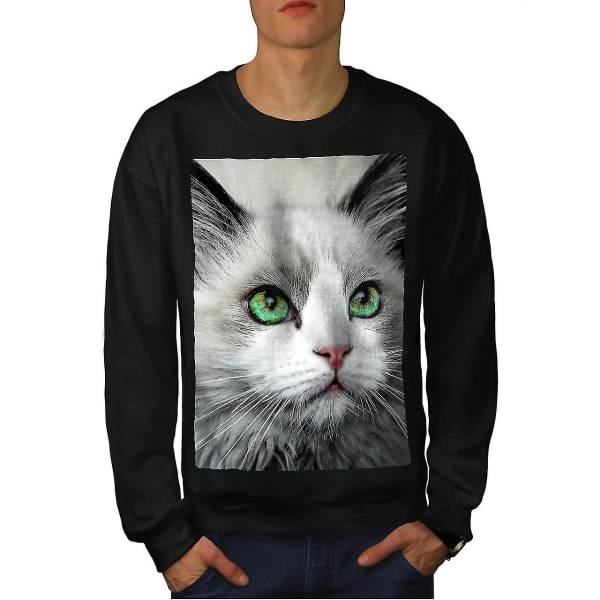 Söt Cat Eye Photo Men Blacksweatshirt XL