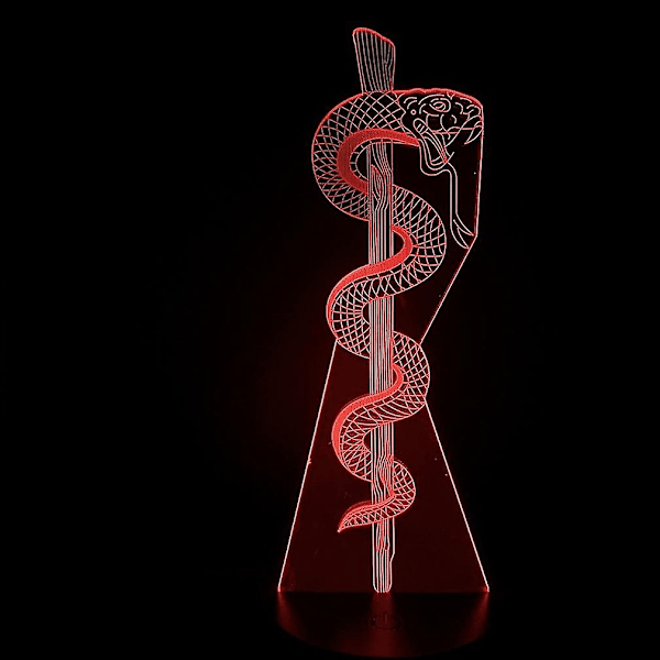 Snake Winding Truncheon 3d Led Nattljus Sovrumsbordslampa Färg ändras