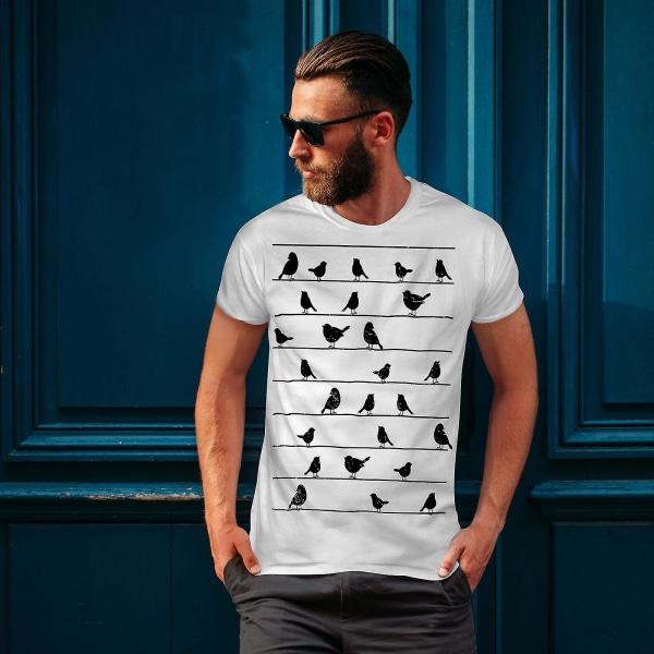 Lines Bird Cute Animal Men T-shirt XXL