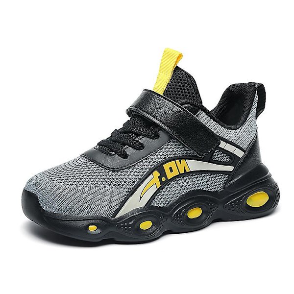 Barn Sneakers Andas löparskor Mode Pojkar Flickor Sportskor 3A670 BlackYellow 30