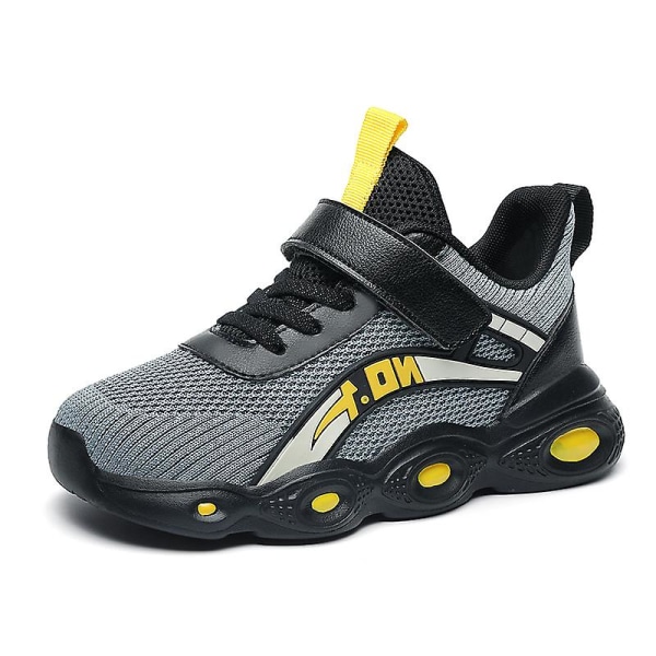 Barn Sneakers Andas löparskor Mode Pojkar Flickor Sportskor 3A670 BlackYellow 35