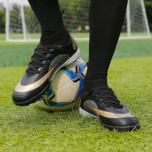 Fotbollsskor för män Halkfria fotbollsskor för herr Gräs Fotbollssneakers Yj777-1 Black 43