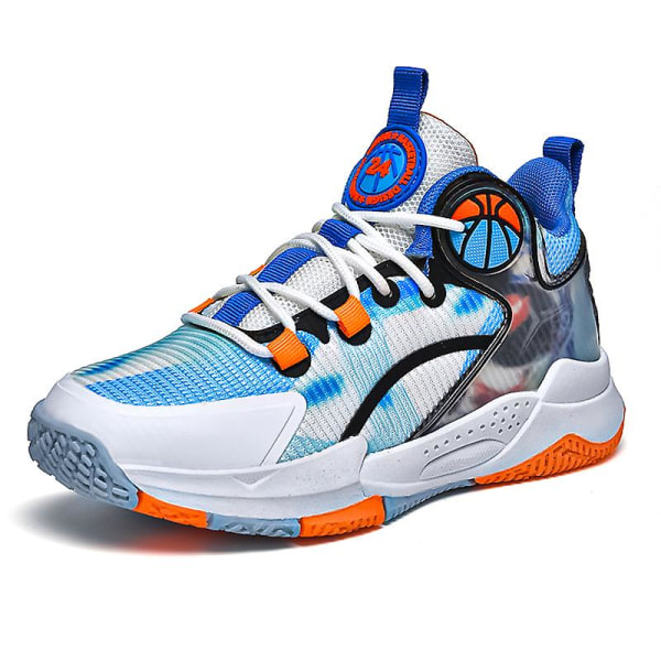 Pojkar Basketskor Andas löparskor Mode Sneakers 3Da853 WhiteBlue 40