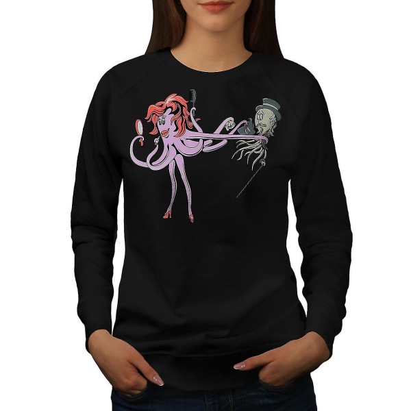 Cartoon Octopus Fantasy Women Blacksweatshirt | Wellcoda S