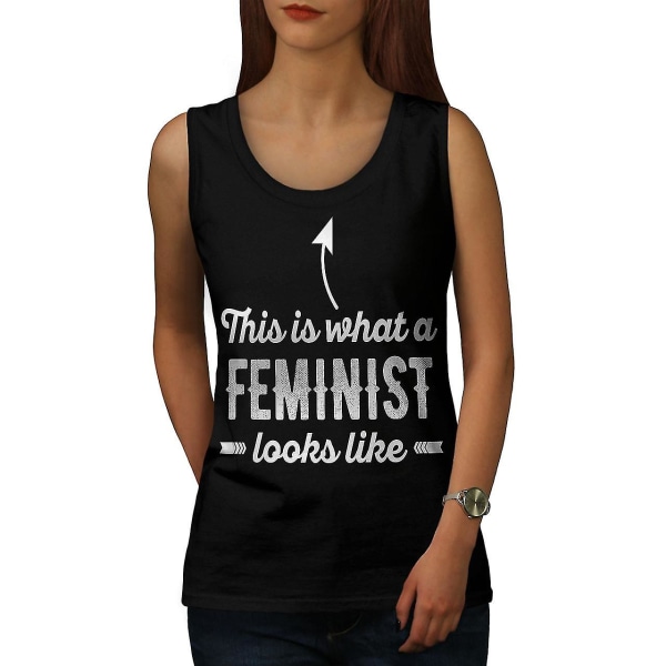 Feministiskt citat Slogan Kvinnor Blacktank Top M