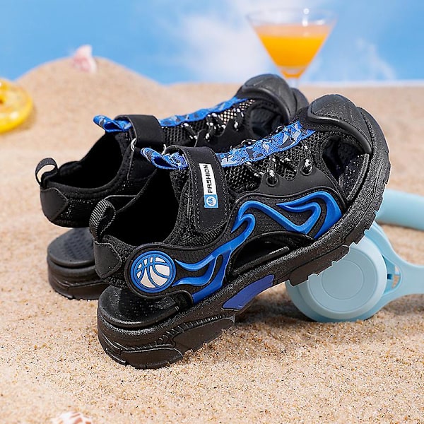 Strandtofflor för barn Modesandaler Halkfria inomhusskor utomhus 8808 BlackBlue 32