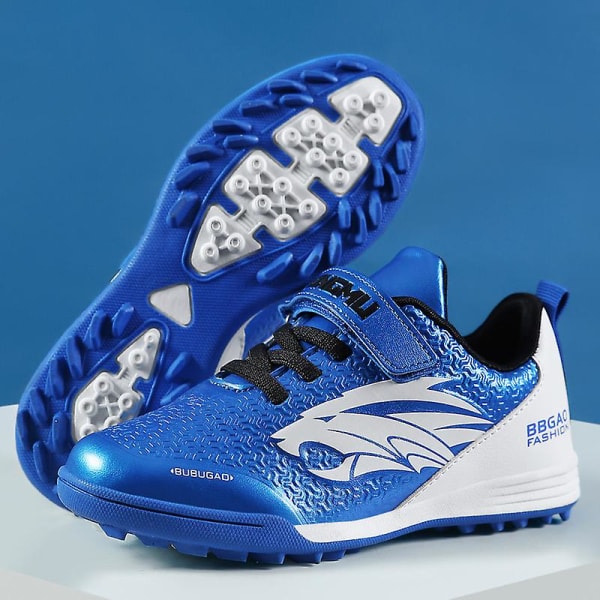 Fotbollsskor för barn Spikes Fotbollsskor för pojkar Ankelstövlar Atletisk Sneaker 3C21707 Blue 38