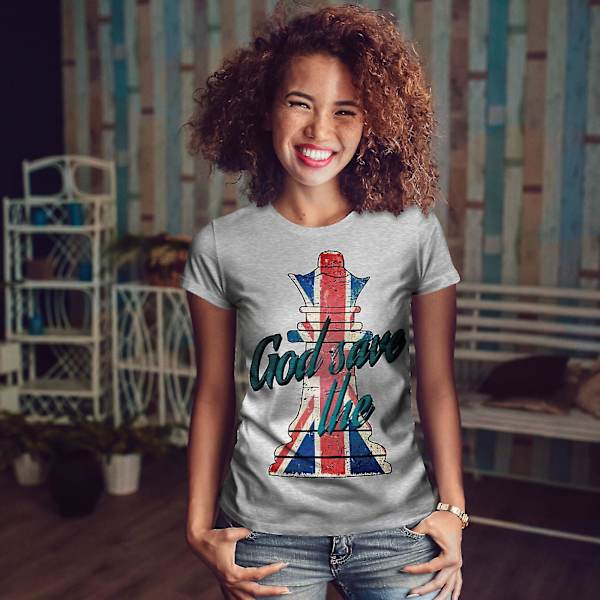 Guden räddar drottningen T-shirt för kvinnor XL