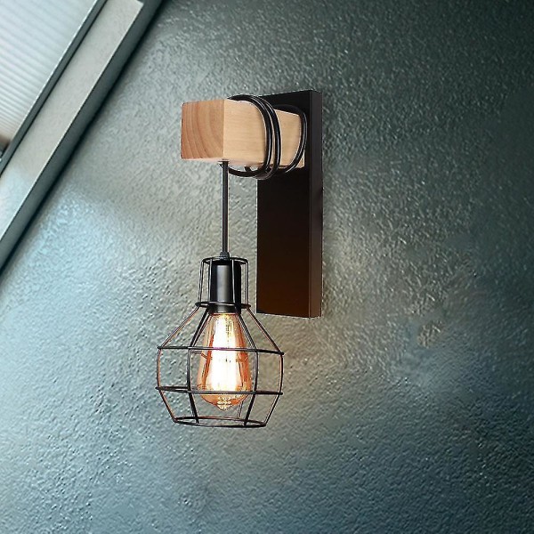 Nordic wood vägglampor retro justerbar väggmonterad bar hushålls sängbelysning e27 led vägg sc
