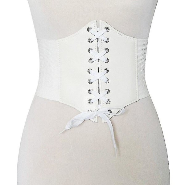Dam Vintage Gothic Steampunk Korsett Top Body Shaper Spänne Bred midjeband Midjebälte Underbyst Korsett Bälte Tillbehör Body,vit 01 75CM Waist 75 to 90cm