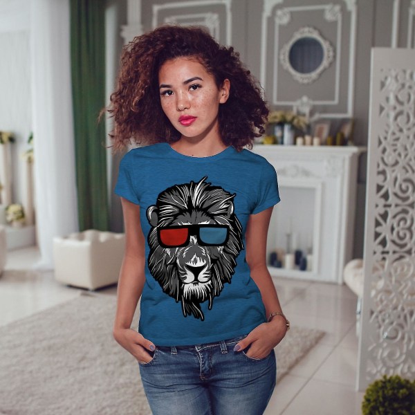 Lion Swag Cool Animal Women Royal Bluet-shirt 3XL