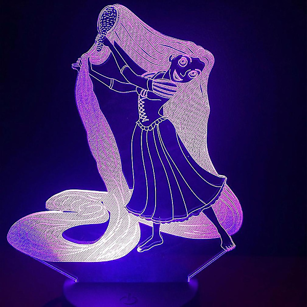 Rapunzel 3d Led Nattljus Sovrumsbordslampa Färgbyte