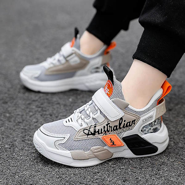 Sneakers för barn Halkfria lätta sportlöparskor Fr098 Gray 34