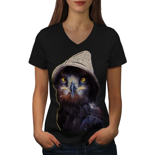 Owl Hat Night Bird Women T-shirt L