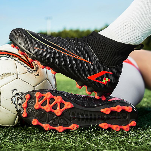 Fotbollsskor för män Höga fotbollsskor för vuxna Grästräning Sport Skor Sneakers 2J8066A Black 34
