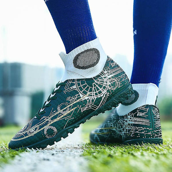 Fotbollsskor dam Spikes Fotbollsskor för ungdomar Stövlar Atletisk Sneaker 3C566-1 Green 34