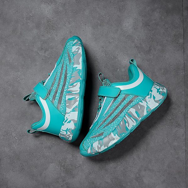 Barn Sneakers Pojkar Basketskor Halkfria Kid Sportskor 3B9018 Cyan 34