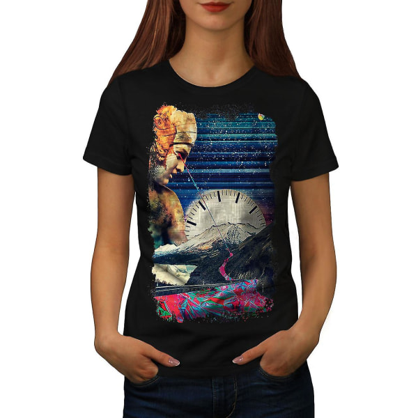 Space Classic Art Women Blackt-shirt | Wellcoda M