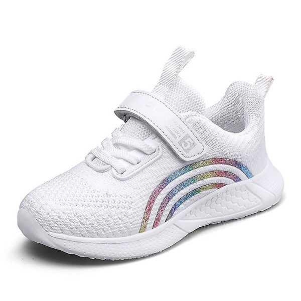 Barn Sneakers Andas löparskor Flickor Mode Sportskor T868 White 34