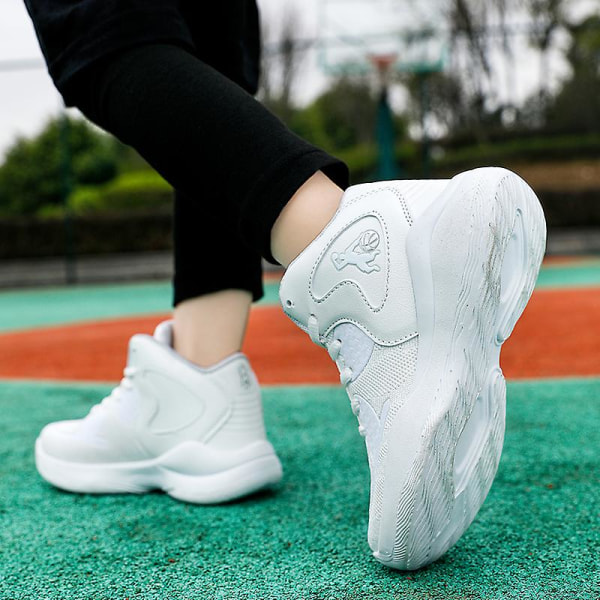 Barn Basketskor Mode Pojkar Flickor Sneakers Andas Sportskor Eht008 White 31
