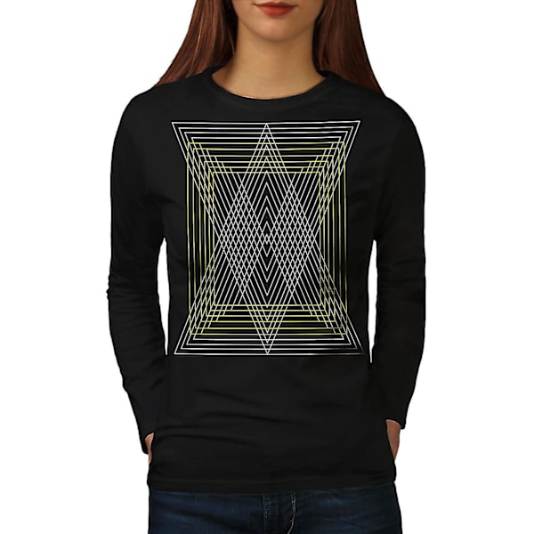 Triangelformad svart långärmad T-shirt för kvinnor L