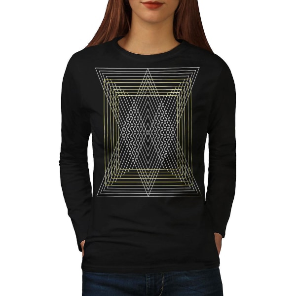 Triangelformad svart långärmad T-shirt för kvinnor S