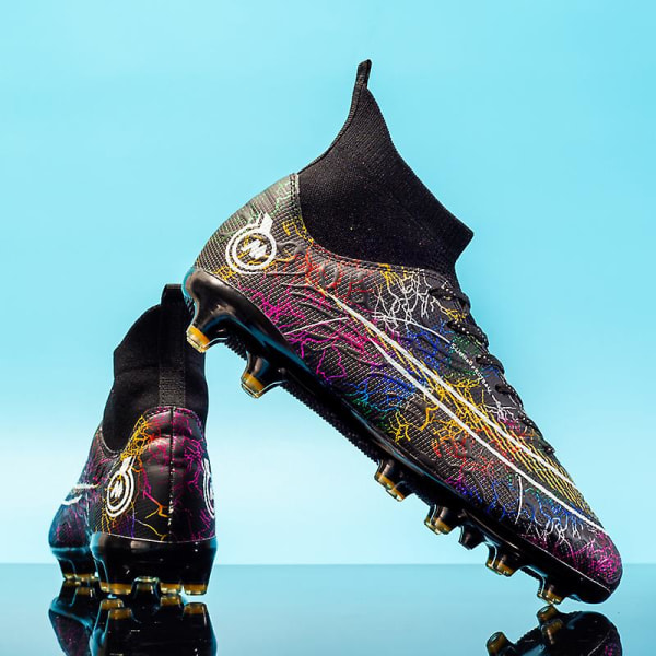 Fotbollsskor för män Halkfria fotbollsskor för herr Fotbollsskor Gräs Fotbollssneakers Yj068A Black 44