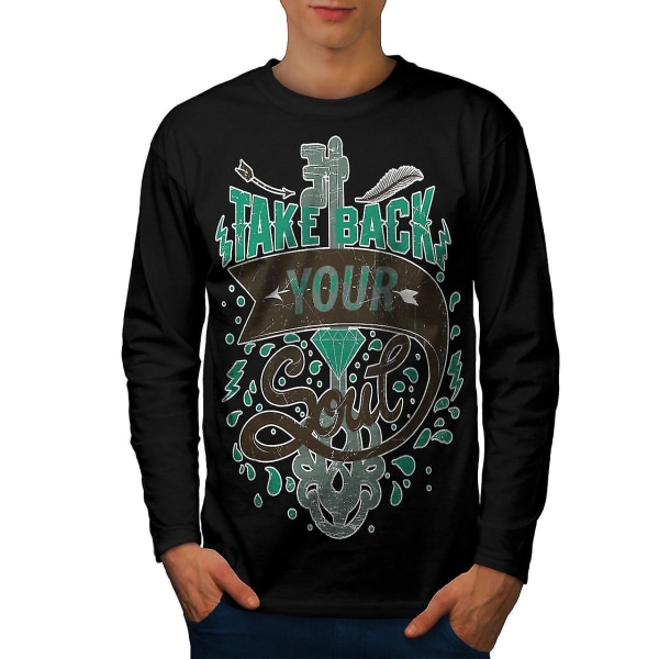 Take Back Soul Slogan Men Blacklong Sleeve T-shirt S