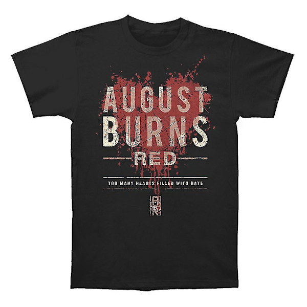 August bränner röda packade hjärtan fyllda svarta t-shirtkläder XL