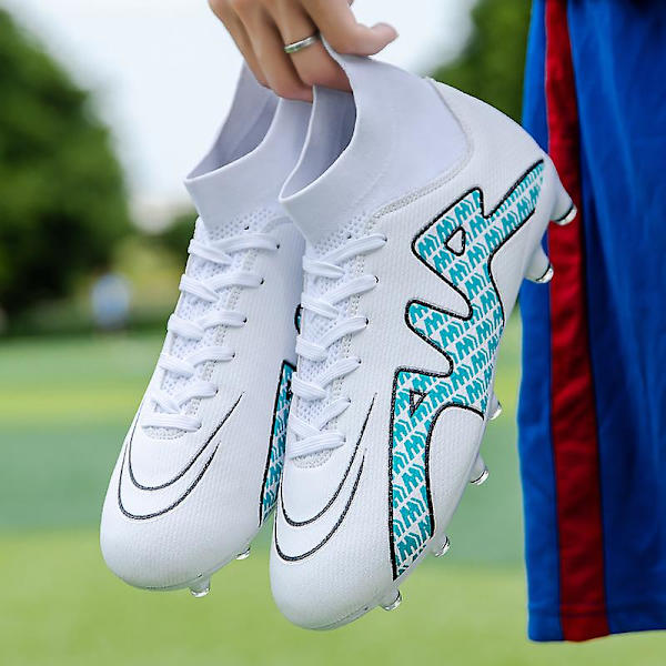 Fotbollsskor för män Halkfria fotbollsskor för herr Fotbollsskor Gräs Fotbollssneakers Yjck15-1 White 41