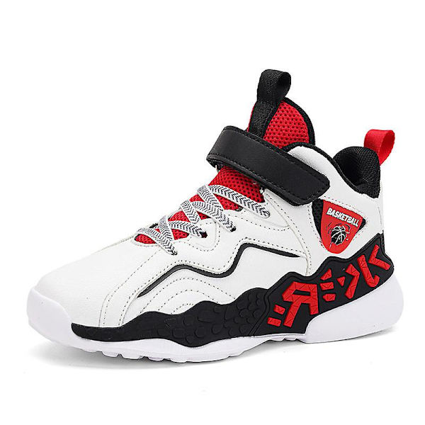 Basketskor för barn Mode Halkfria sneakers Andas sportskor A02 WhiteRed 34
