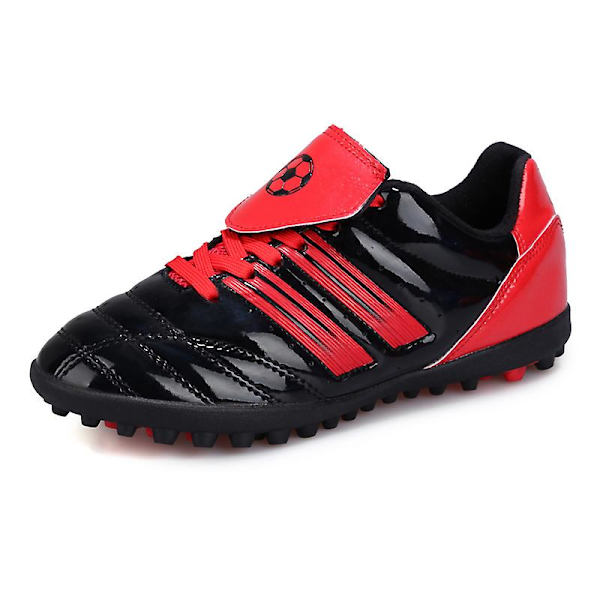 Pojkar Fotbollsskor Spikes Fotbollsskor för ungdomar Ankelstövlar Atletisk Sneaker 3C26005 BlackRed 32