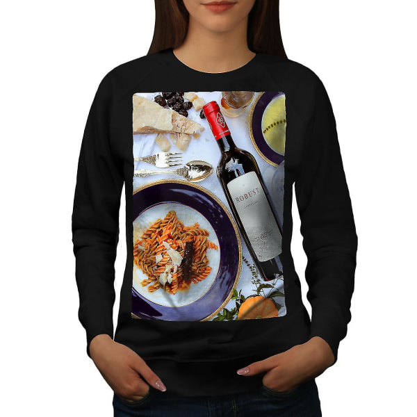 Vin Pasta Diner Mat Kvinnor Blacksweatshirt XL