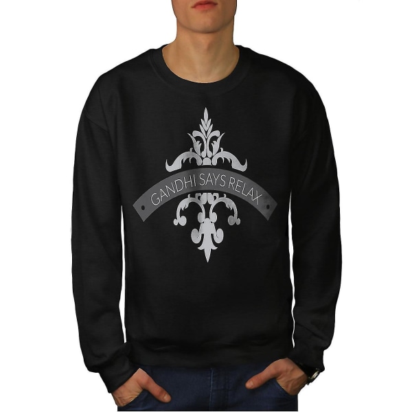 Relax Keep Calm Slogan Men Blacksweatshirt | Wellcoda XXL