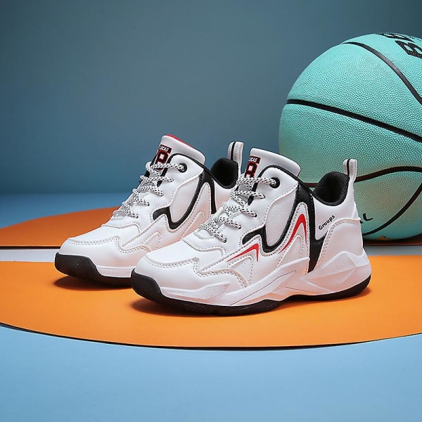 Barn Sneakers Pojkar Basketskor Halkfria Barn Sportskor 3Bl115 White 37
