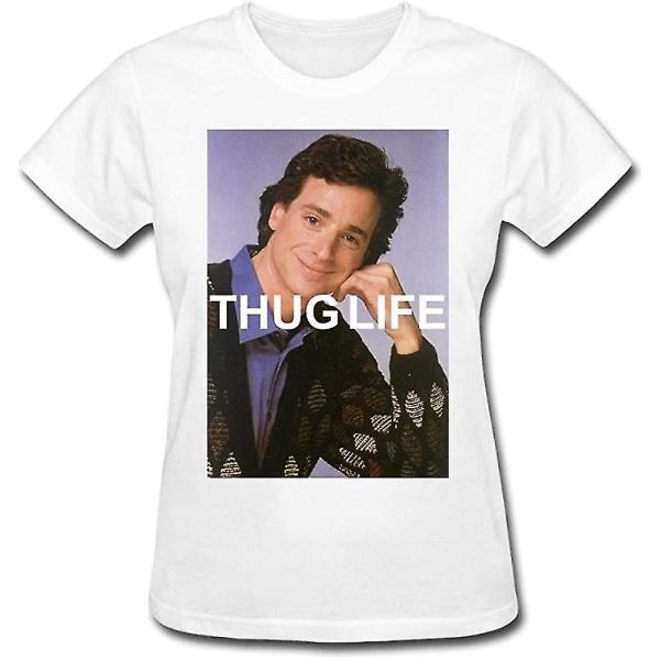 Bob Saget: Thug Life Full House 100 % bomull Kortärmade T-shirts för kvinnor Vit L