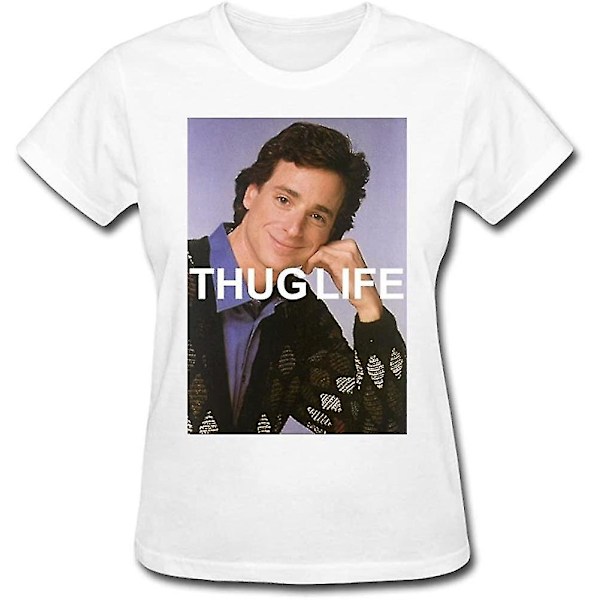 Bob Saget: Thug Life Full House 100 % bomull Kortärmade T-shirts för kvinnor Vit L