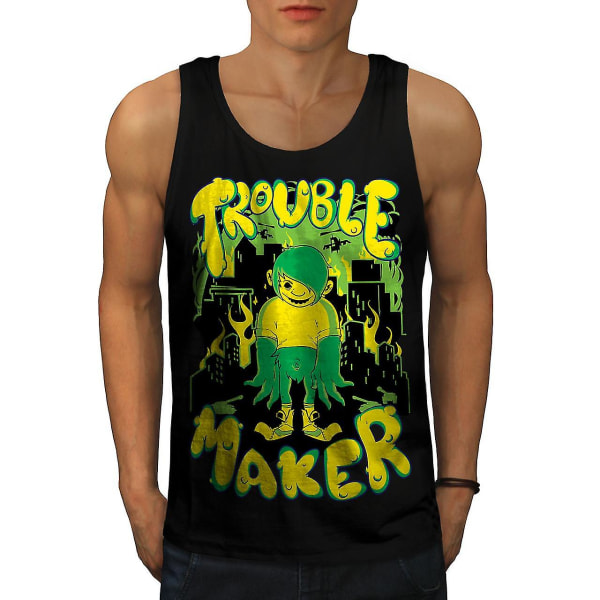 Trouble Maker Art Men Blacktank Top | Wellcoda S