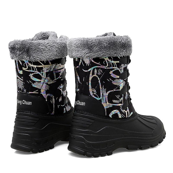 Dam Vinterstövlar Snow Boot Plysch Varma Skor Vattentät Boot 2112S BlackGray 41