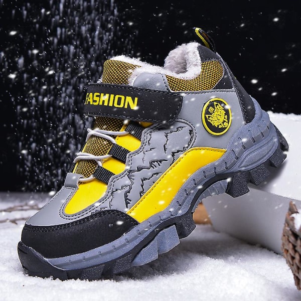 Pojkar Flick Sneakers Andas löparskor Barn Vinter Bomullsskor 898 Yellow 36