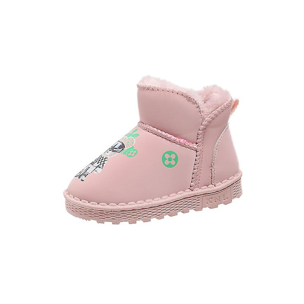 Snöskor för barn Pojkar Flickor Stövlar Varma ankelstövlar Halkskyddade vinterskor M23 Pink 30